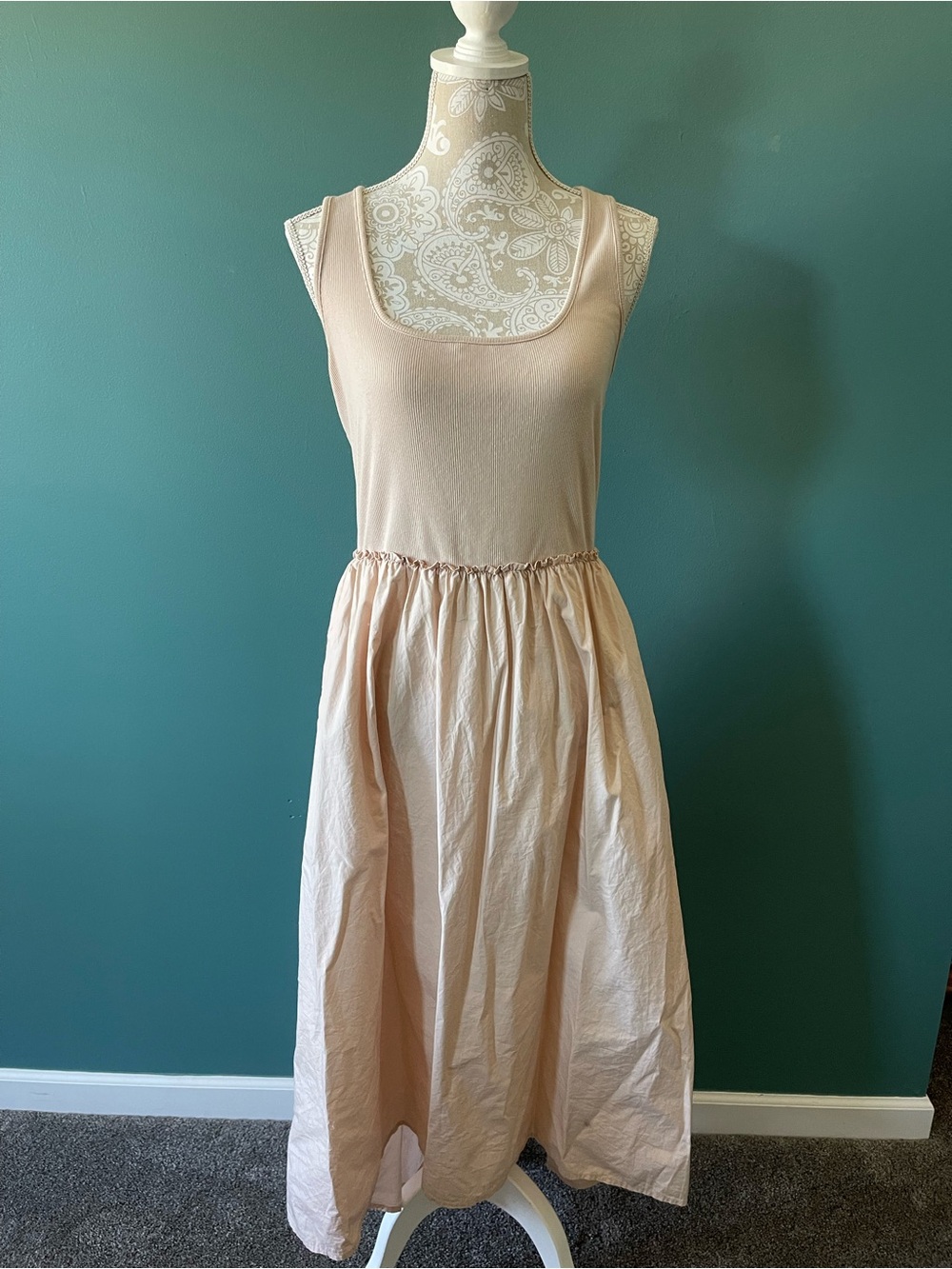 a new day Blush Pink Cream Sleeveless Midi Ballet Dress